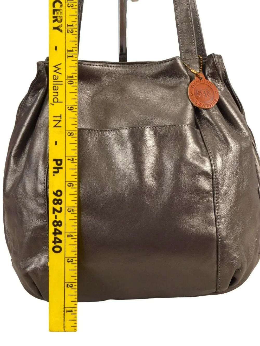 SAS Vintage Metallic Leather Hobo Shoulder Bag